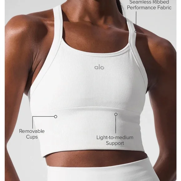 ALO Yoga | Tops | Alo Yoga White Ribbed Sports Bra | Poshmark
